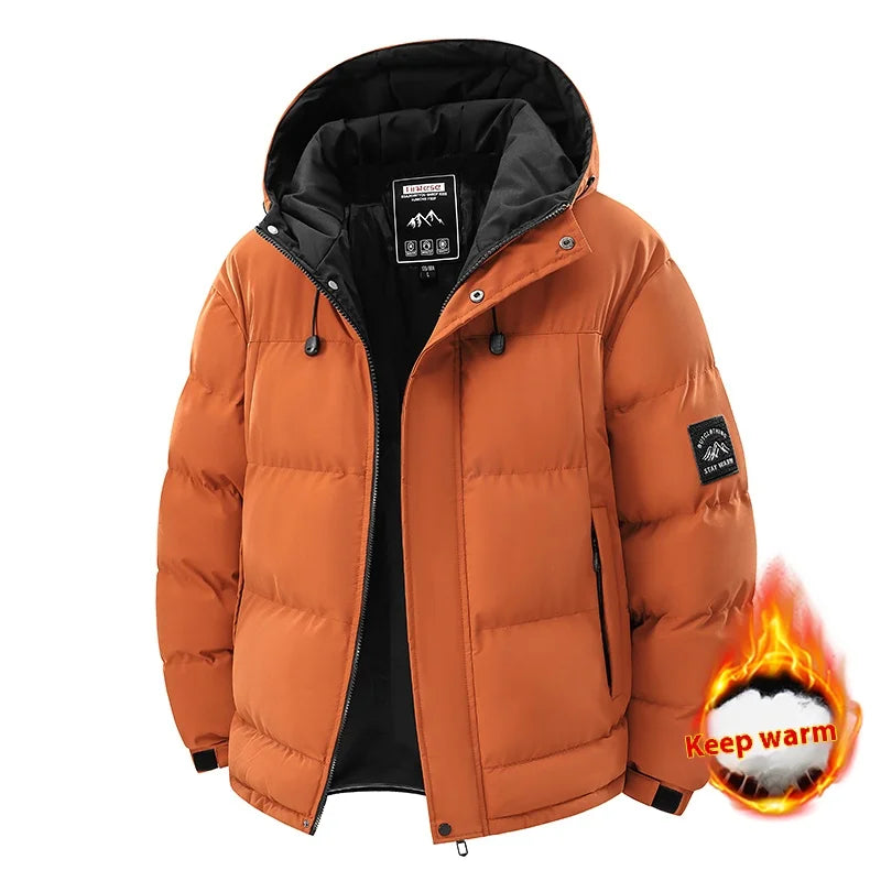 Men’s Winter Waterproof Puffer Jacket – Hooded Windbreaker Parka