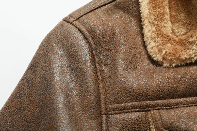 Men’s Suede Leather Jacket – Warm Winter Coat