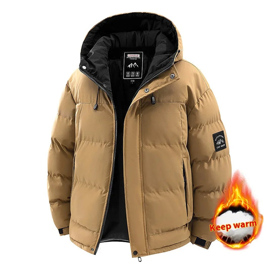 Men’s Winter Waterproof Puffer Jacket – Hooded Windbreaker Parka