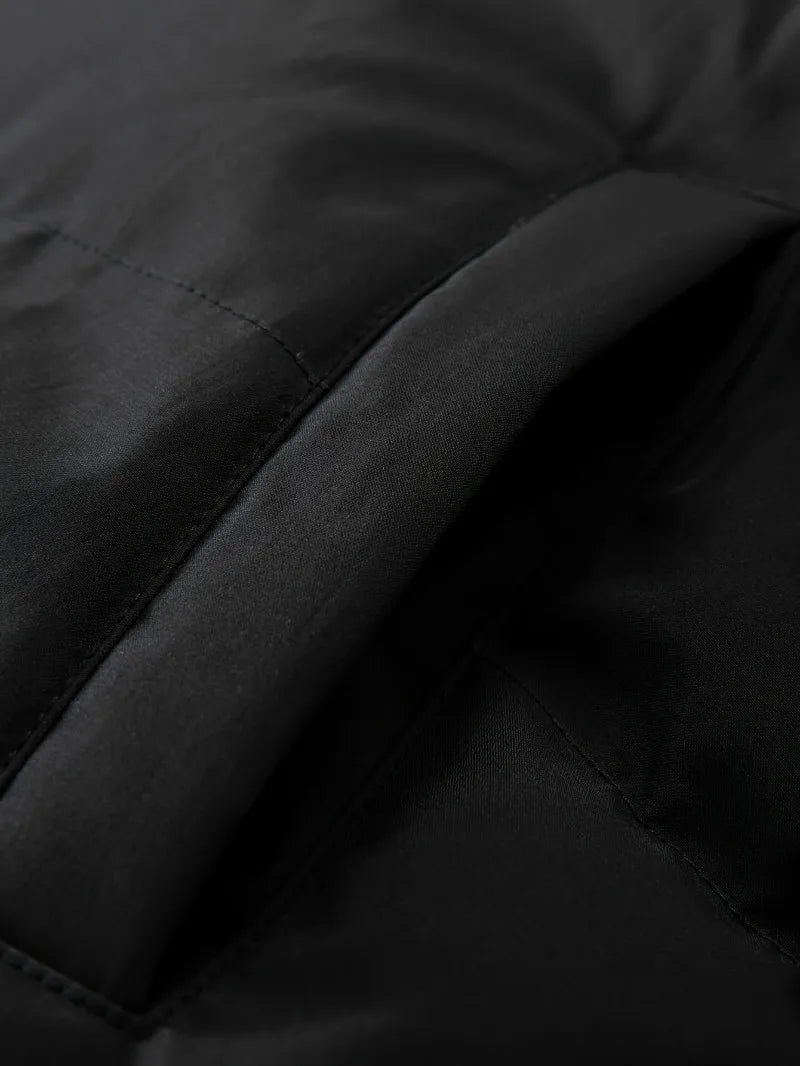 Winter Windproof Men's Faux Jacket Casual Polyester Coat with Detachable Hood Zip-Up Front Long Sleeves & Pockets Winter Clothes