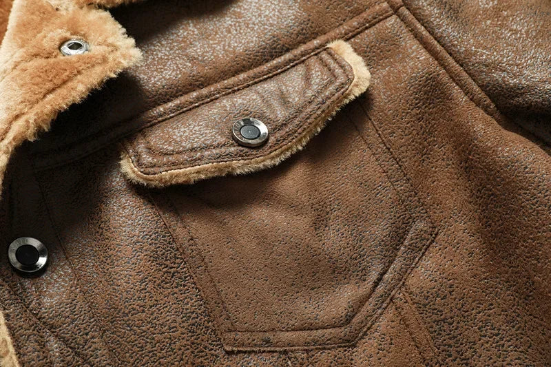 Men’s Suede Leather Jacket – Warm Winter Coat
